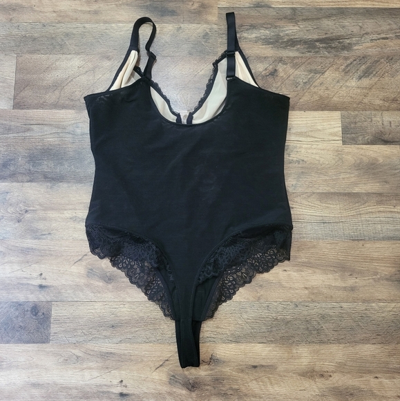 Popilush Black Lace Deep V Corset Shapewear Tummy Control Bodysuit Size  XXL - Picture 10 of 10